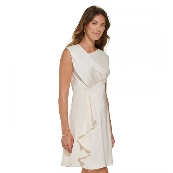 Dkny | Dresses | Dkny Petite Gathered Asymmetricalneck Satin Dress Nwt Size  2 | Poshmark